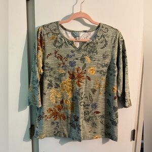 Christopher & Banks 3/4 Sleeve Floral Too